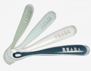 BEABA Lot de 4 Cuillres Soft Silicone 1er Repas Storm