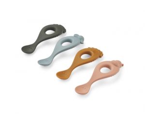 LIEWOOD Lot de 4 Cuillres en Silicone - Safari Multi Mix