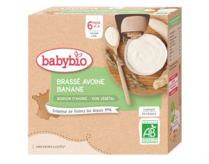 BABYBIO Gourde Brass Vgtal - 4x85 g - Ds 6 mois Avoine Banane